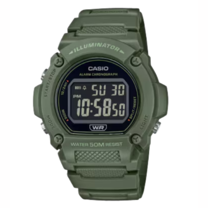 Casio General W-219HC-3BV Green Strap Digital Men Watch